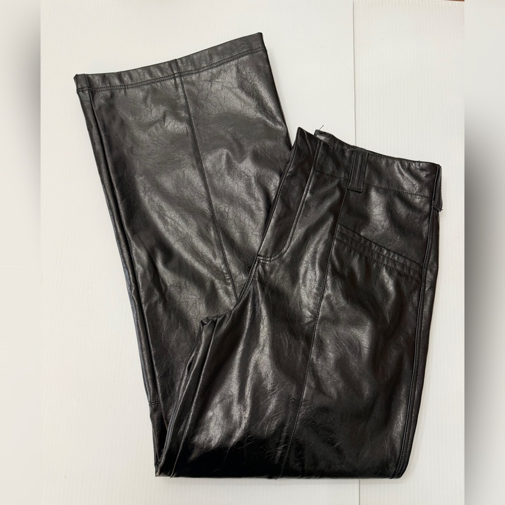 Free People Star Crossed Lovers Straight Vegan Faux Leather Pants - 6